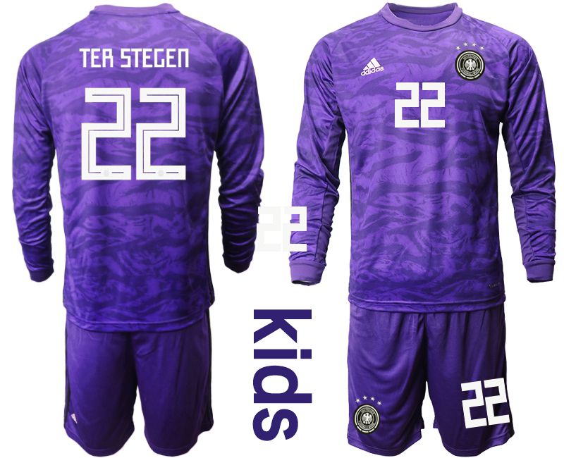 Youth 2019-2020 Season National Team Germany purple long sleeved Goalkeeper #22 Soccer Jersey->->Soccer Country Jersey